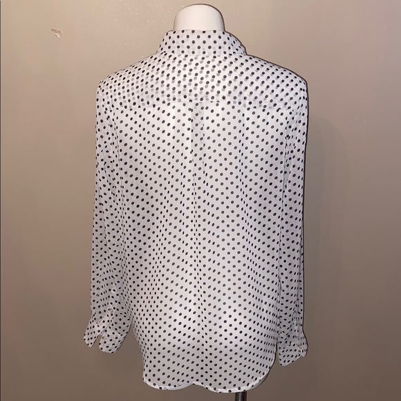Isaac Mizrahi  Women’s Black and White Polka Dot Button Down Blouse Size XL - Picture 4 of 5